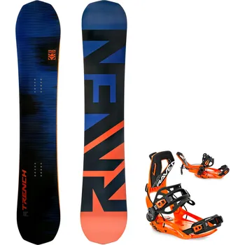 Snowboarding Snowboard komplet Raven Trench Carbon + vázání RAVEN Fastec FT360 Orange Velikost: 157 cm, Velikost vázání: XL