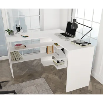 Psací stůl VerDesign STICH rohový pracovní stůl, bílá matná