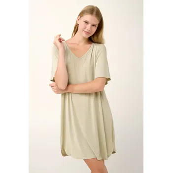 Dámské šaty Viskózové letní šaty Vamp Flama s výstřihem do V 22886 beige spray velikost XXL