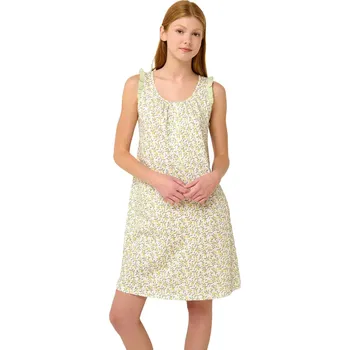 Dámská noční košile Bavlněná letní noční košile na ramínka s volánky Vamp 22230 green fog velikost XXL