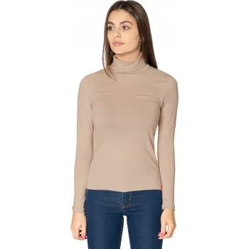 Dámský svetr Dámský golfový svetr LaTynka béžový s dlouhým rukávem bavlněný L/XL