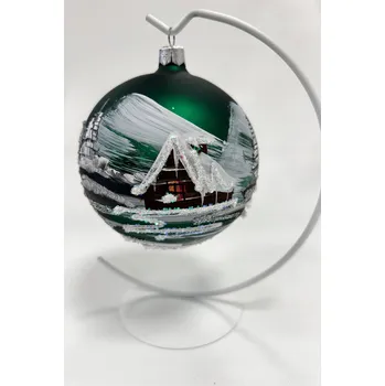 Vánoce Zelená Ručně Vyráběná Vánoční Koule na Stojánku Malá 100