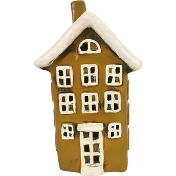 Keramický domeček LED zelenohnědý, 21 cm