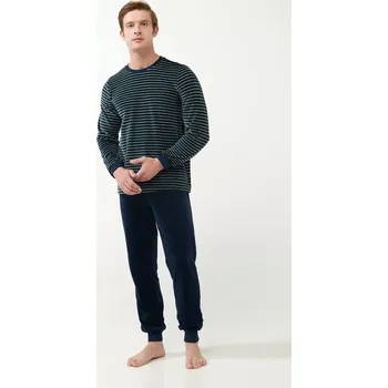 Pánské pyžamo Vamp - Sametové pánské pyžamo s manžetami velikost XXL