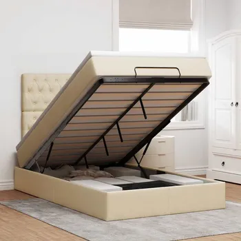 Postel vidaXL Osmanský rám postele s matrací 120x200cm textil [3314084] Barva: krémová