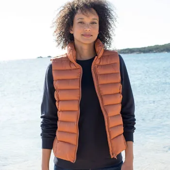 Dámská vesta Nepromokavá prošívaná vesta na zip karamelová 48