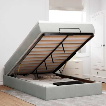 Postel vidaXL Osmanský postel s matrací 120x190 cm samet [3311175] Barva: světle šedá