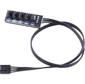 Napájecí kabel 4pinový ventilátorový rozbočovač 1 na 5 s 33 cm kabelem pro PC chlazení, 40,5 cm celková délka, připojení CPU a systémových ventilátorů