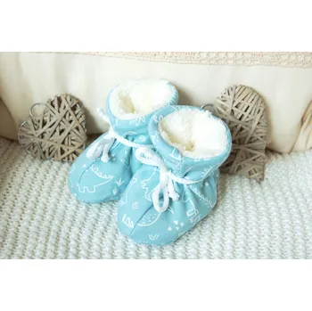 Capáčky AMÁLKA Zateplené bačkůrky dino, zelené Velikost: 56-68