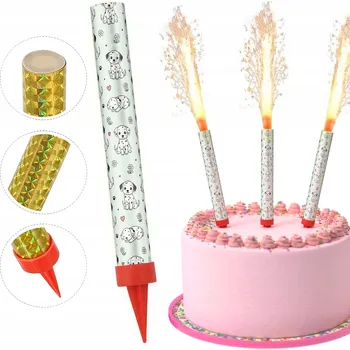 Dortová svíčka DORTOVÁ FONTÁNA DORTOVÉHO VLOČKY K NAROZENINÁM - DALMATIN PES 12cm