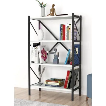 regál VerDesign TRIER 4 regál - knihovna, bílá/černá