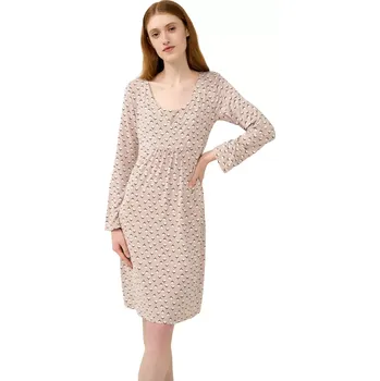 Dámská noční košile Dámská noční košile pro těhotné a kojící maminky s květinovým vzorem 23074 beige peach velikost XXL