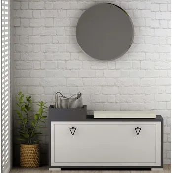 Botník VerDesign TRIPOLIS botník se sedákem, antracit / bílá