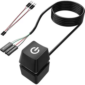 Napájecí kabel Stolní počítačový spínač s 1,8m kabelem RGB podsvícení 7 barev Přepínač napájení pro PC Herní příslušenství 2 x 2 x 3,1 cm černá