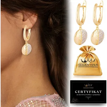 Náušnice ZLATÉ NÁUŠNICE ŘECKÝ VZOR SE ZIRKONY, OCEL CHIRURGICKÁ IDEÁLNÍ DÁREK