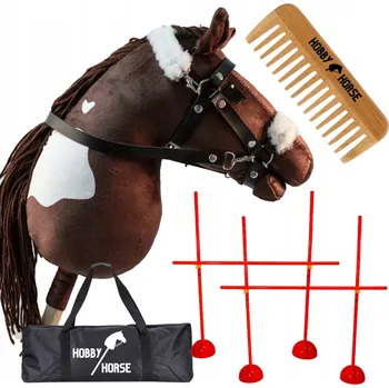 Hobby horsing HOBBY HORSE SET KŮŇ NA TYČI A3 + 2x PŘEKÁŽKA KE SKÁKÁNÍ 120CM + HŘEBEN