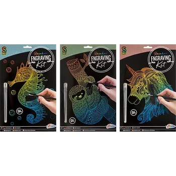 kreativní sada Umělecká sada na seškrabávání A4, mix 3 vzorů