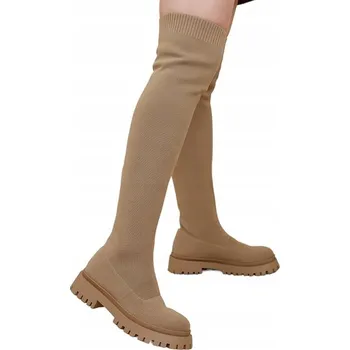 Dámské kozačky Royalfashion Dámské kozačky nad koleno s plochým podpatkem, velikost 39