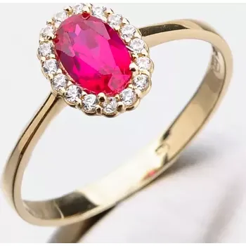 Prsten Dámský prsten žluté zlato 585 zirkon s rubín 11-277 velikost 54