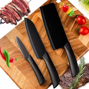 SADA KUCHYŇSKÝCH NOŽŮ NŮŽ ŠÉFKUCHAŘE NA MASO, RYBY A ZELENINY - SetBlackKuro