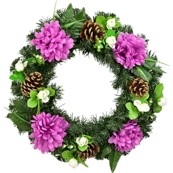 Věnec DOMMIO Podzimní věnec s fialovými chryzantémami 35 cm