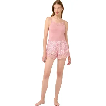 Dámské pyžamo Micromodal Cheeky šortky Vamp s krajkou 22813 pink blush velikost XXL