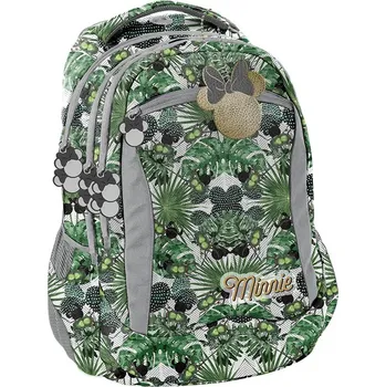 Školní batoh Školní batoh Minnie Mouse Paso s více přihrádkami, odstíny šedé a stříbrné, zelený 24 l