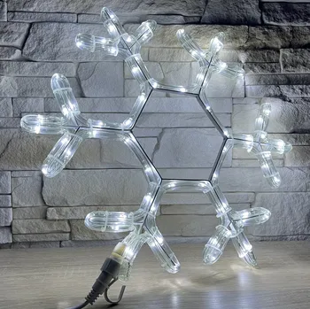 Vánoční dekorace Vánoční LED osvětlení vločka 37 cm - dekorace na okno, dveře, výlohu bílá teplá