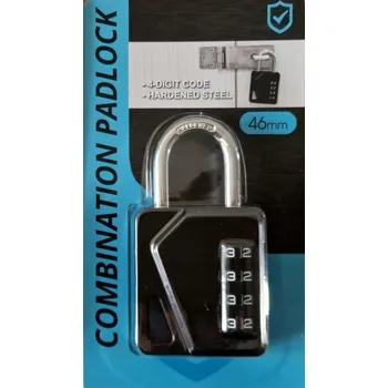 Visací zámek VISACÍ ZÁMEK NA KÓD ČÍSELNÝ ZÁMEK S OKEM 4-MÍSTNÝ KÓD 46mm KALENÝ