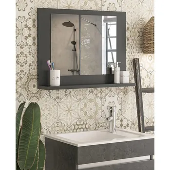 Koupelnový nábytek VerDesign MOSLY polička se zrcadlem do koupelny, antracit