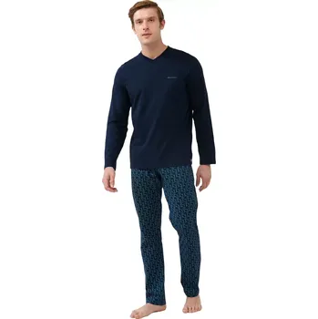 Pánské pyžamo Bavlněné pyžamo pro muže Vamp 21681 blue velikost 5XL