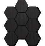 Alfistyle Akustický panel s dřevěnou dýhou Hexagon - dub černý