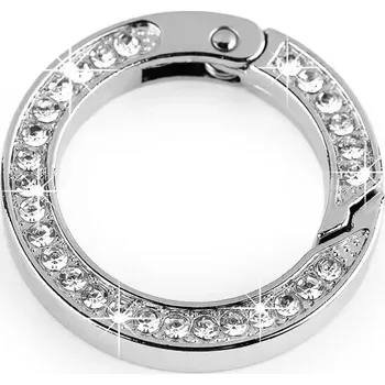 Kabelka Karabina kulatá s broušenými kaminky průměr 24 mm nikl crystal