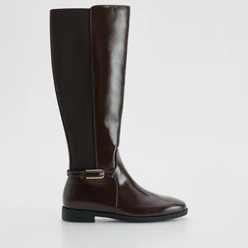 Dámské kozačky Reserved - Kozačky s ozdobným páskem - mahagonová - 107HS-93X - 107HS-93X-37