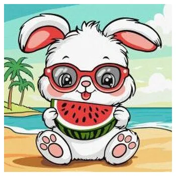 Malowanie po numerach - Lato.Królik z arbuzem