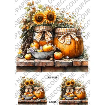 Umělecký papír Rýžový a soft papír na decoupage - Podzimní dekorace - KB04281 Materiál: Soft, Rozměr: A4