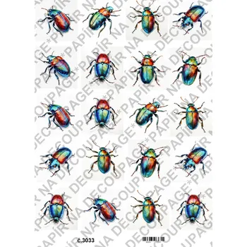 Umělecký papír Rýžový a soft papír na decoupage - Brouci - KB3033 Materiál: Soft, Rozměr: A4