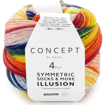 Příze Příze Katia Symmetric Socks Illusion 70 Orange-Yellow-Green-Blue-Red