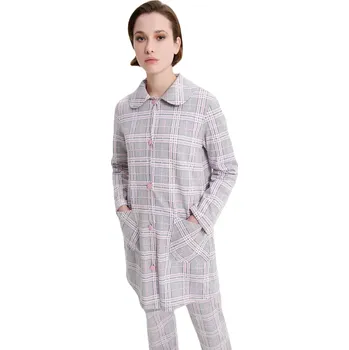 Dámský župan Vamp - Kostkovaný župan s knoflíky 19169 velikost XXL