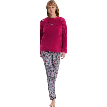 Dámské pyžamo Sametové pyžamo s dlouhými rukávy Vamp 19424 velikost L