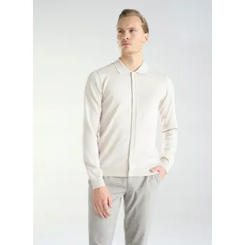 Dámský svetr Béžový kardigan s límečkem z viskózy PAKO LORENTE XL