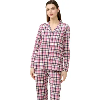 Dámské pyžamo Dámské bavlněné pyžamo s knoflíkovou légou Vamp 23212 pink wood velikost XXL