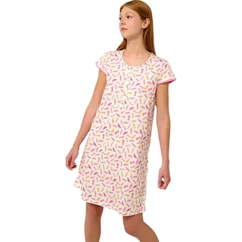 Dámská noční košile Bavlněná letní noční košile s knoflíkovou légou Vamp 22273 pink sea velikost XXL