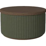 Bolia Tmavě zelený čalouněný taburet Rigato 66 cm s tmavým dubovým podnosem