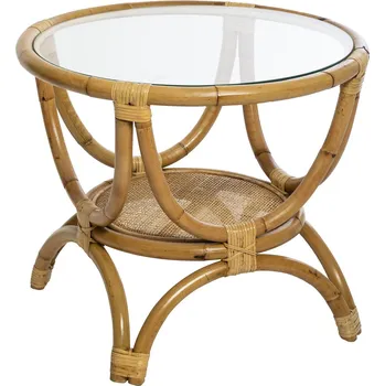 Nábytek Atmosphera Odkládací stolek k pohovce FARAH, ratan, skleněná deska, Ø 60 cm