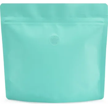 Sáček na potraviny Doypack ZIP | tyrkysový supermat | ventil obsah 250g (200 x 190 + 80 mm)