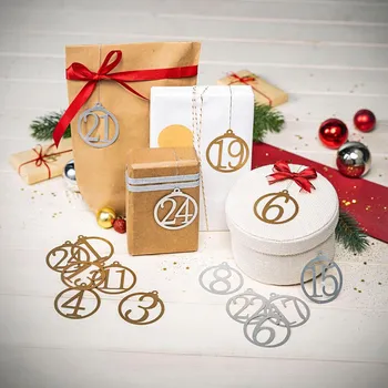 Vánoční dekorace Přívěsky s čísly na adventní kalendář zlatá