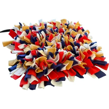 Hračka pro psa Čmuchacíkoberečky.cz® Čmuchací kobereček extra hustý ČERVENO-BÍLO-ŽLUTO-MODRÝ 1242/60X2