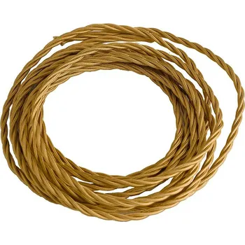 Příslušenství pro svítidlo FANEUROPE Elektrický látkový kabel Clay Tessuto, zlatý, 3 x 0,75 mm², 500 cm - FANEUROPE FAN I-CLAY-CAVO-ORO