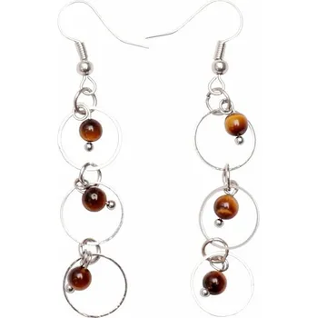 Náušnice Tygří oko módní dlouhé náušnice s kroužky délka cca 6 cm